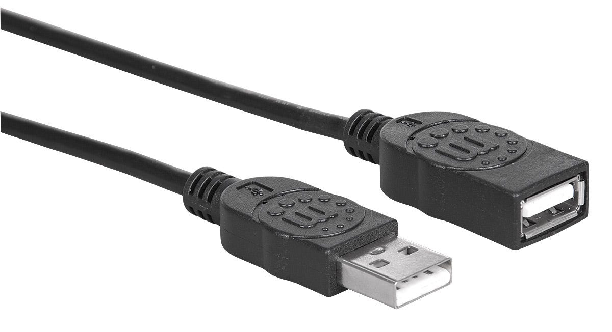 MANHATTAN Hi-Speed USB 2.0 Verlängerungskabel USB 2.0 Typ A Stecker - Typ A Buchse 480 Mbps 1,8m Schwarz