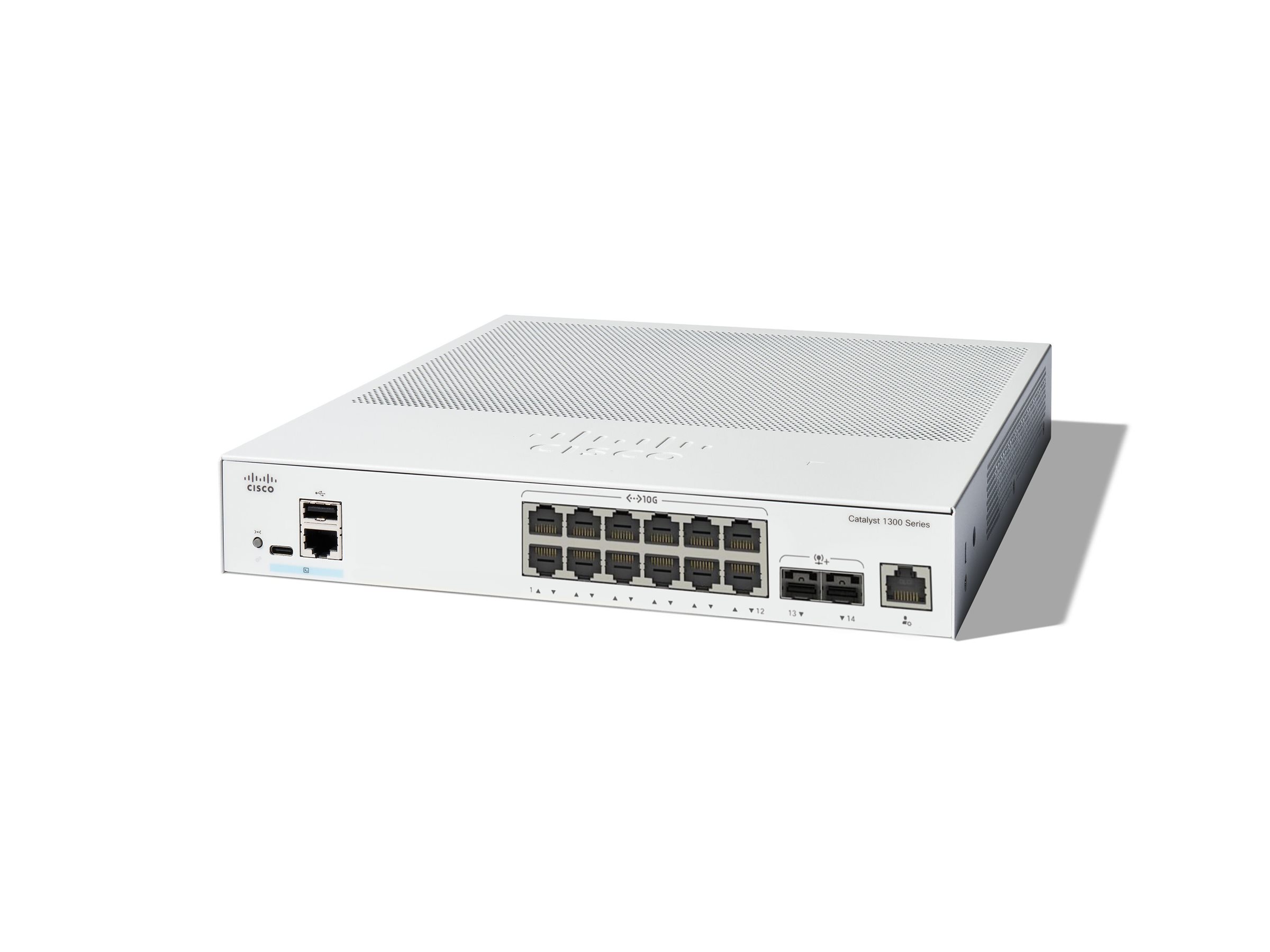 CISCO Catalyst 1300 12-Port Switch 10 x 10GE RJ45 2 x 10GE SFP+ Uplinks CISCO Catalyst 1300 12-Port Switch 10 x 10GE RJ45 2 x 10GE SFP+ Uplinks