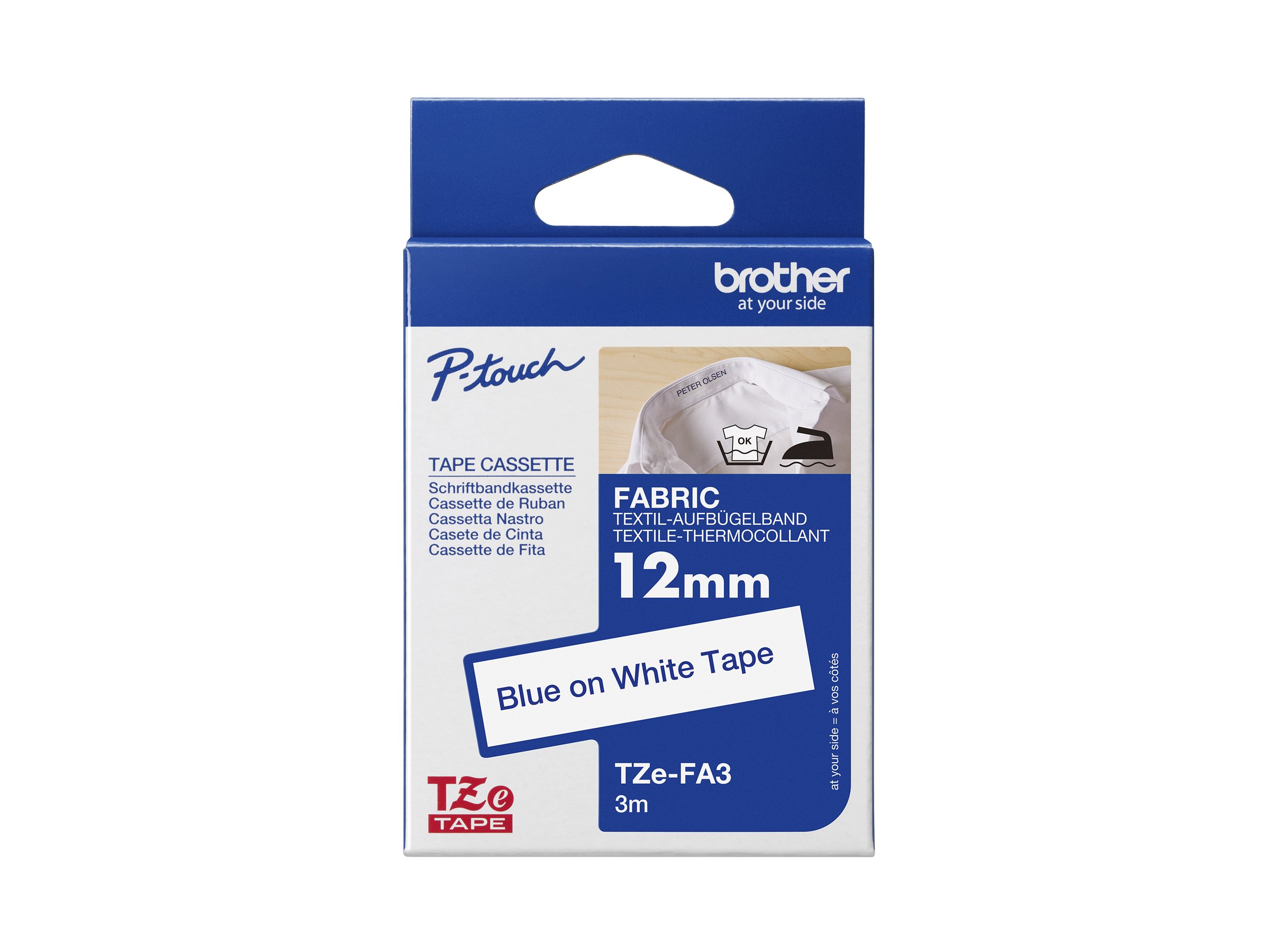 TZEFA3 BROTHER PTOUCH 12mm WEISS-BLAU