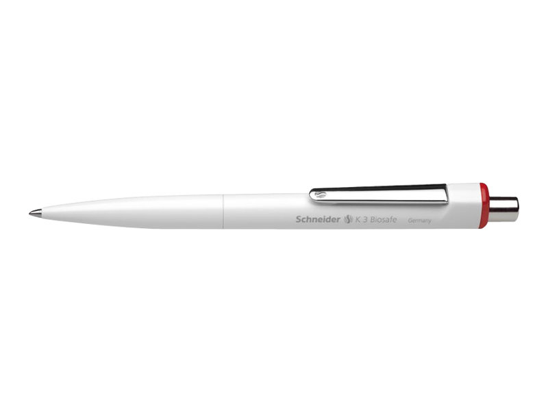 Schneider Kugelschreiber K3 Biosafe weiss, Schreibfarbe rot, 10 St