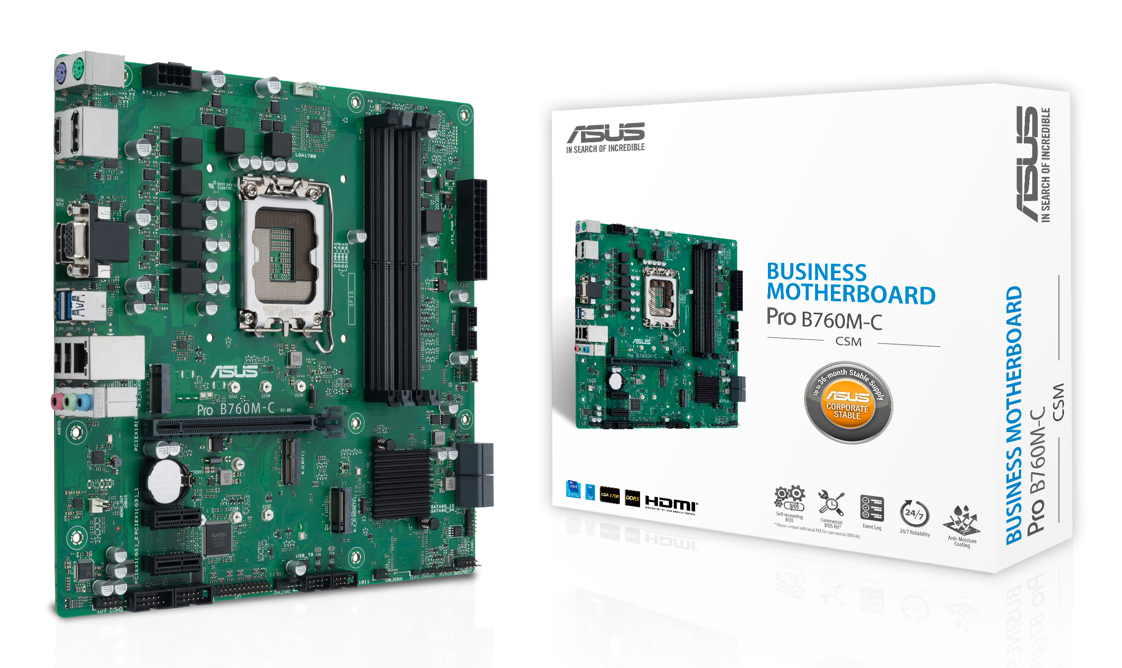 ASUS B760MCCSM LGA1700 4DDR5 microATX 4xSATA 2xDP 14 HDMI 21 DSub MB