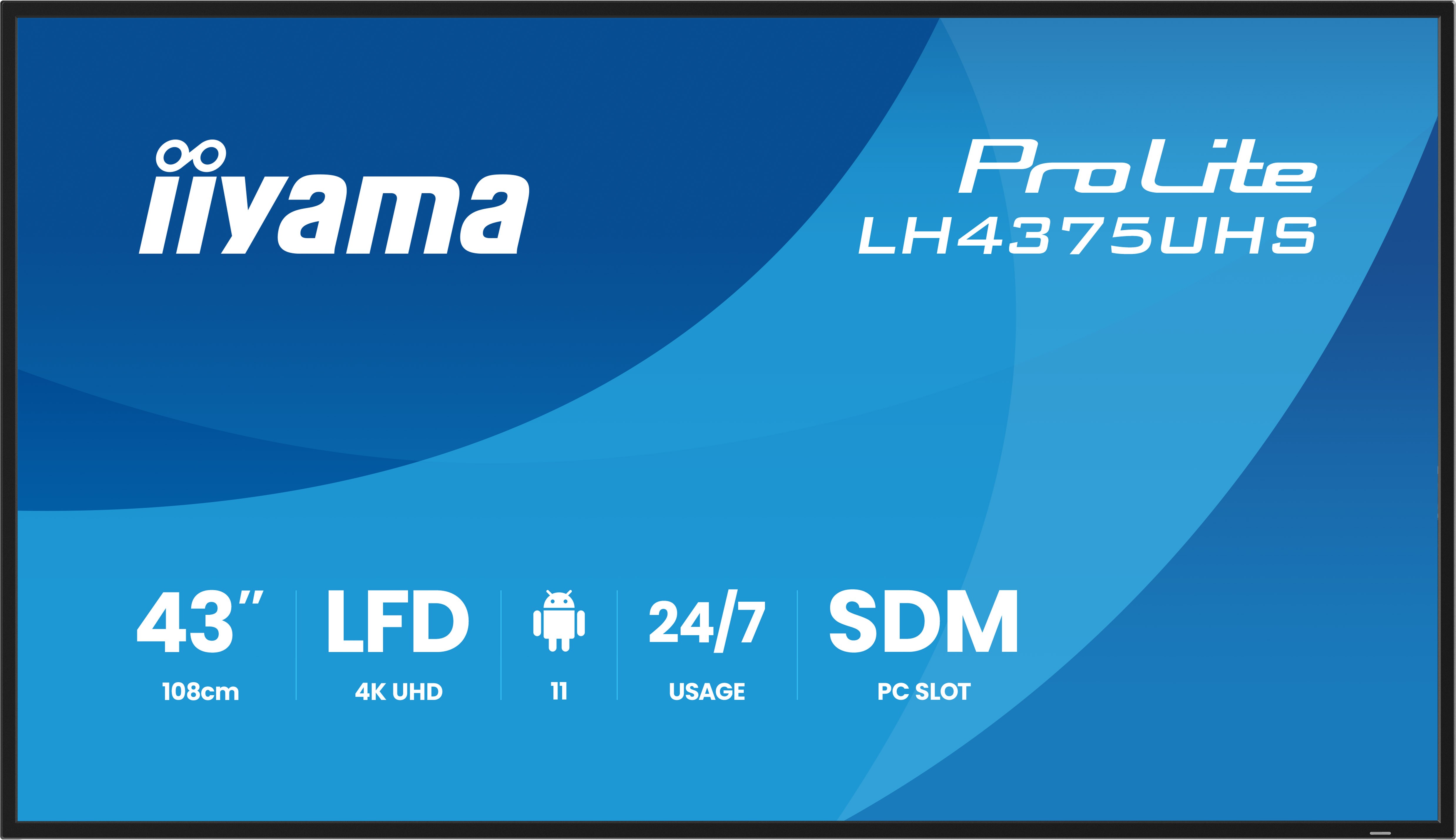 IIYAMA LH4375UHSB2AG 109,22cm 43Zoll 3840x2160 UHD IPS panel Haze 25Percent 500cdm Landscape and Portrait