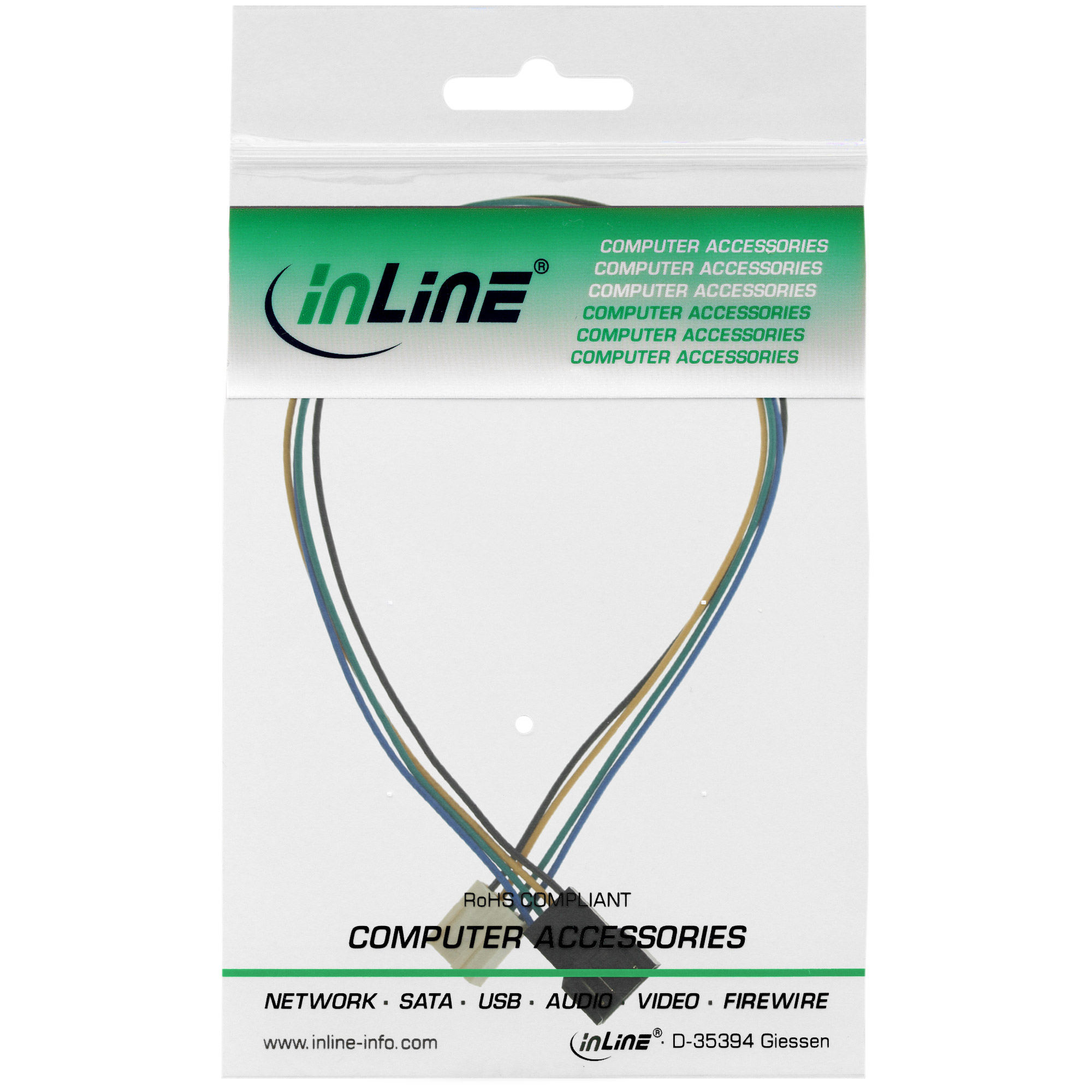 INLINE Luefterkabel Verlaengerung PWM 4pol Molex Stecker/Buchse 0,7m