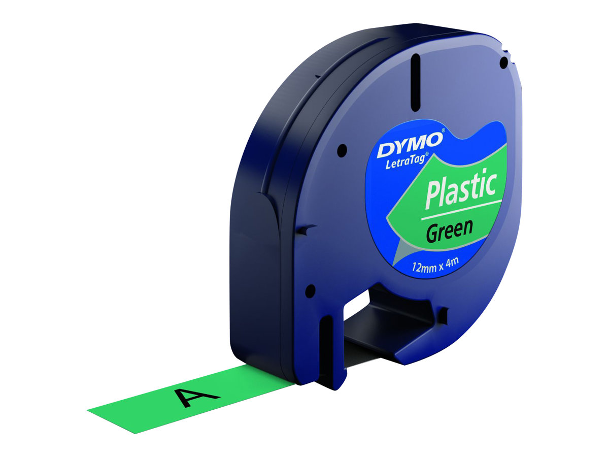 DYMO Schriftband LetraTag 91224 S0721640, 12 mm schwarz auf grÃ¼n