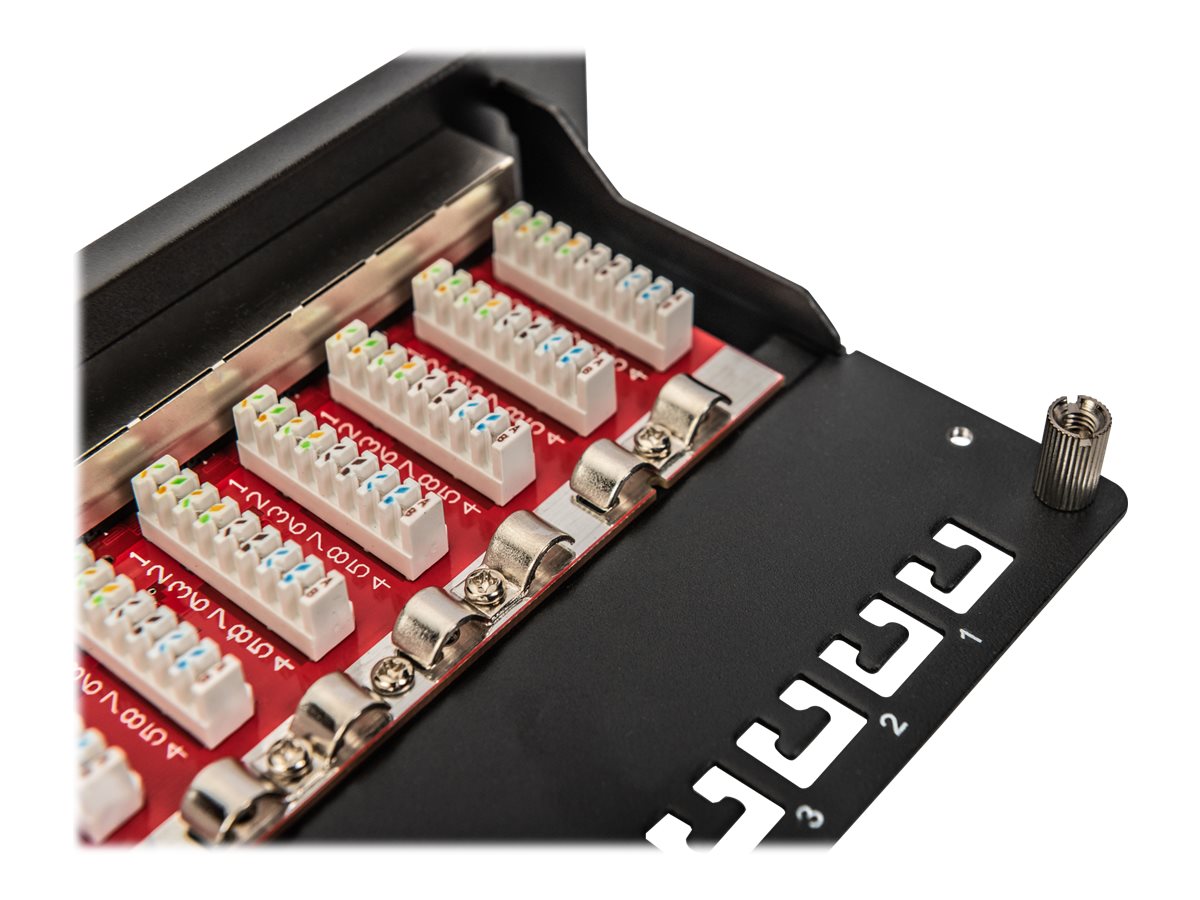 DIGITUS Cat6A Patch Panel geschirmt 12Port 1HE, 10, schwarz