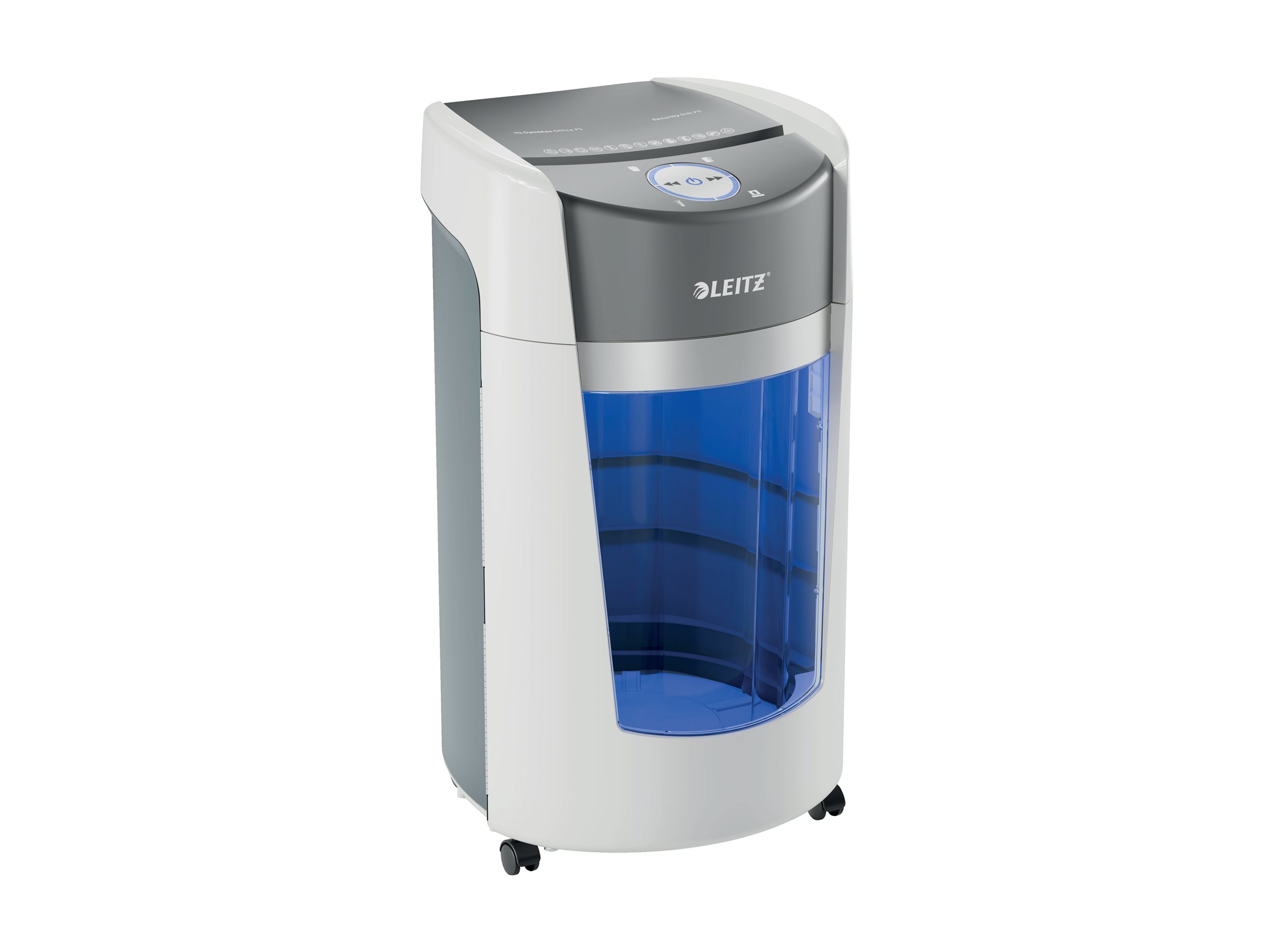 LEITZ IQ OptiMax Office Aktenvernichter mit Partikelschnitt P-5, 2 x 15 mm, bis 10 Blatt, weiss