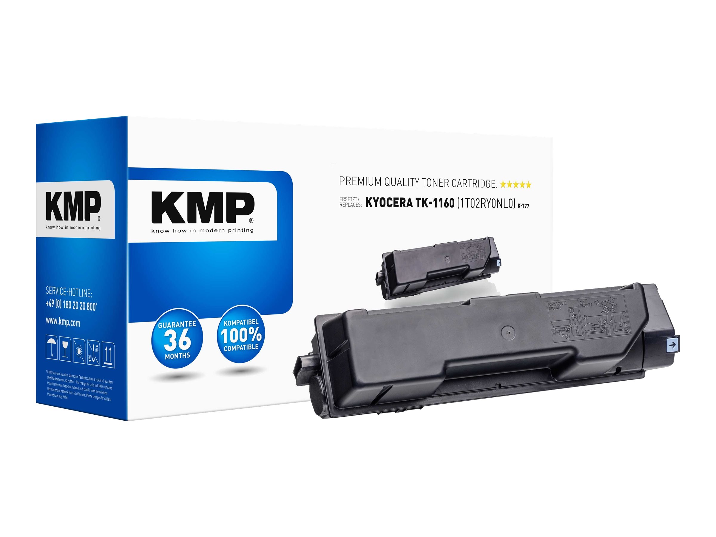 KMP K-T77 schwarz Toner kompatibel zu KYOCERA TK-1160 KMP K-T77 schwarz Toner kompatibel zu KYOCERA TK-1160