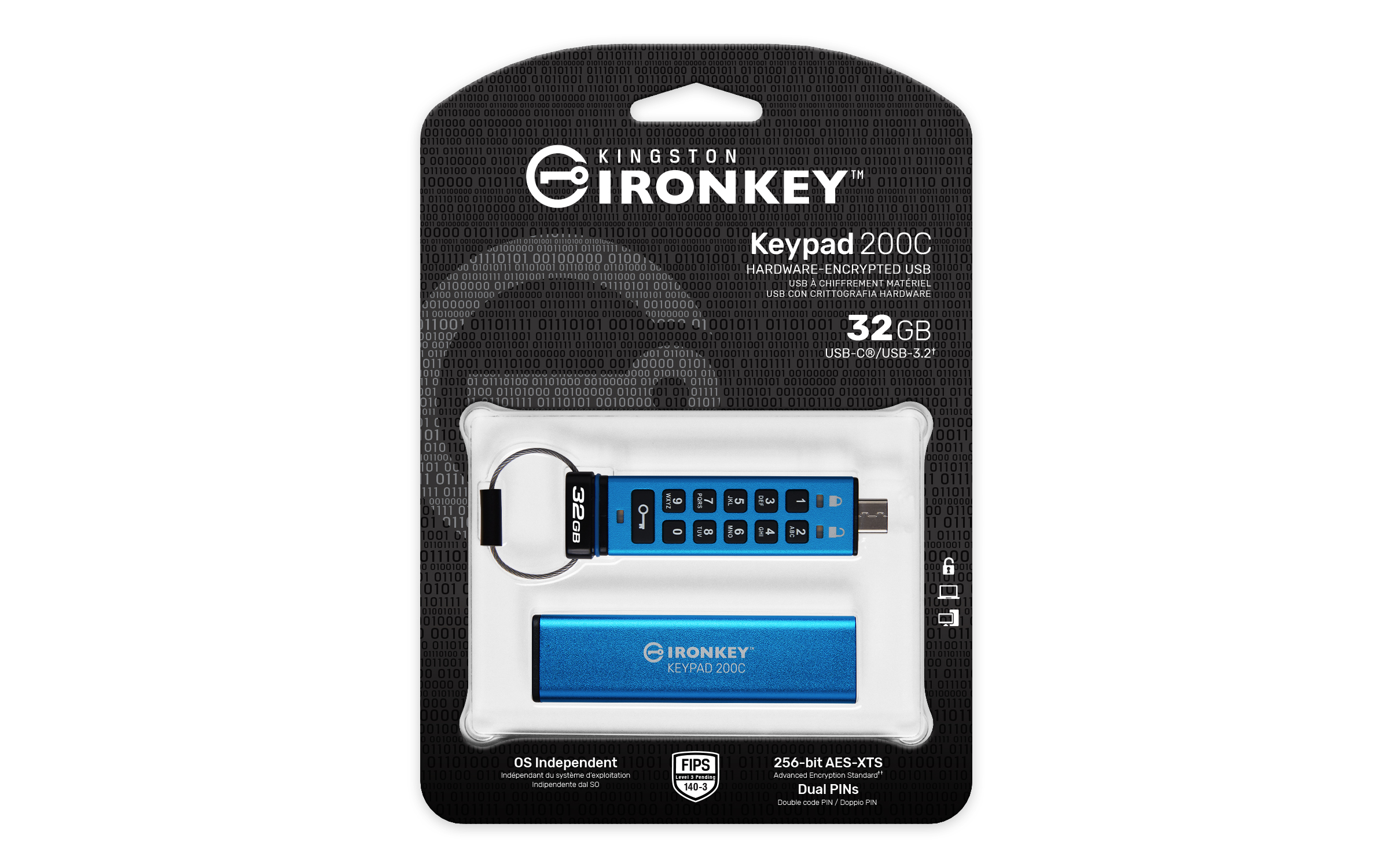 Kingston IronKey Keypad 200C 32 GB AES‑256 USB‑C
