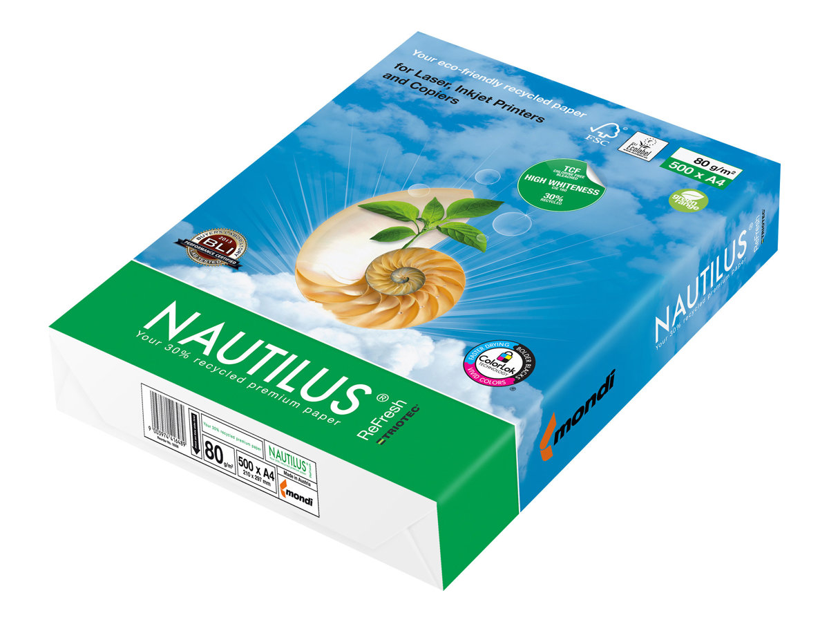 NAUTILUS® Umweltpapier Refresh DIN A4 80 g/qm 500 Blatt NAUTILUS® Umweltpapier Refresh DIN A4 80 g/qm 500 Blatt