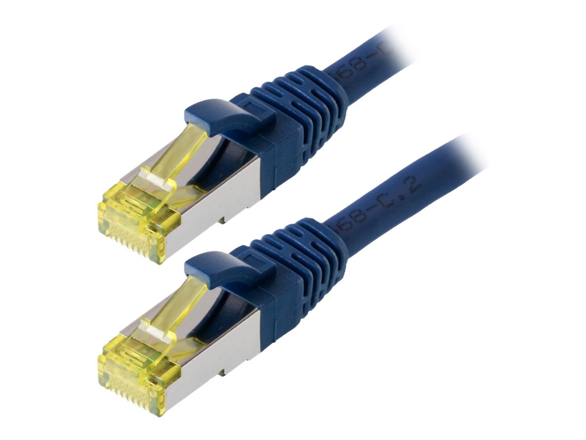 helos Patchkabel Cat 6a SFTP RJ45 blau 0,5m AWG267 LSZH GHMT