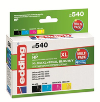 edding EDD-540 schwarz, cyan, magenta, gelb Druckerpatronen kompatibel zu HP 934XL + 935XL (X4E14AE), 4er-Set edding EDD-540 schwarz, cyan, magenta, gelb Druckerpatronen kompatibel zu HP 934XL + 935XL (X4E14AE), 4er-Set