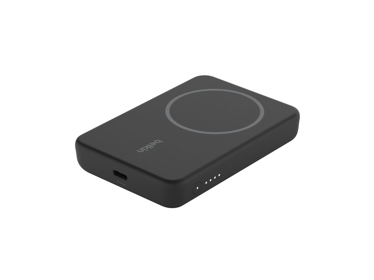 Magn. drahtlose Powerbank, Standfuß, 5.000 mAh, schwarz Magn. drahtlose Powerbank, Standfuß, 5.000 mAh, schwarz