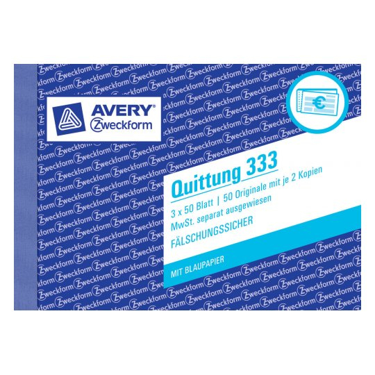 AVERY Zweckform Quittung, MwSt. separat ausgewiesen Formularbuch 333