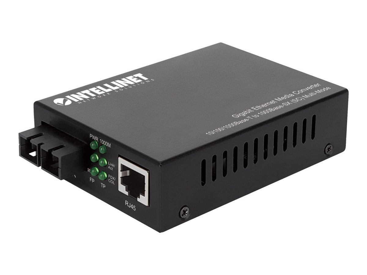 INTELLINET Gigabit Ethernet Medienkonverter 10/100/1000Base-T auf 1000Base-SX SC Multimode 550 m Autonegotiation
