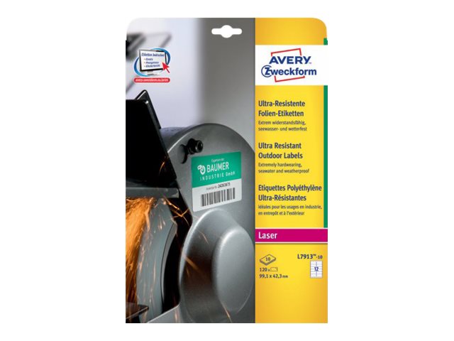 120 AVERY Zweckform resistente Folienetiketten L7913-10 weiss 99,1 x 42,3 mm 120 AVERY Zweckform resistente Folienetiketten L7913-10 weiss 99,1 x 42,3 mm