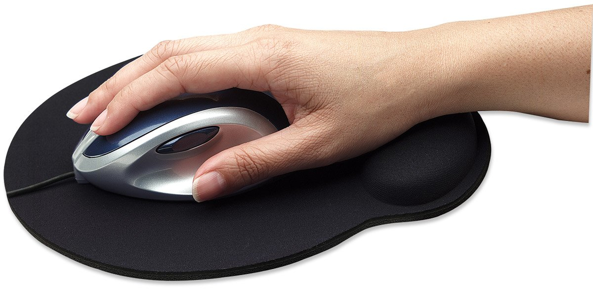 MANHATTAN Mauspad mit Handgelenkauflage Ergonomisches Design Anti-Rutsch Unterlage Schaumstoff fuehlt sich an wie Gel schwarz