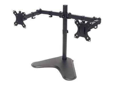 MANHATTAN Standfuss mit Monitorarm fuer 2 Monitore 33,02-81,28cm 13Z bis 32Z bis zu 8kg zweifach schwenkbar schwarz
