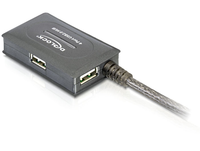 Delock USB 2.0 Verl?ngerungskabel 10 m aktiv mit 4 Port Hub