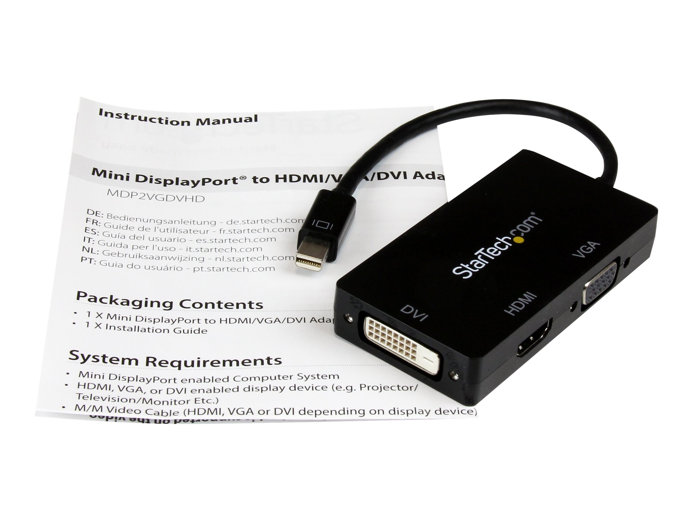 STARTECH.COM Travel A/V Adapter 3-in-1 Mini DisplayPort to VGA DVI or HDMI Converter