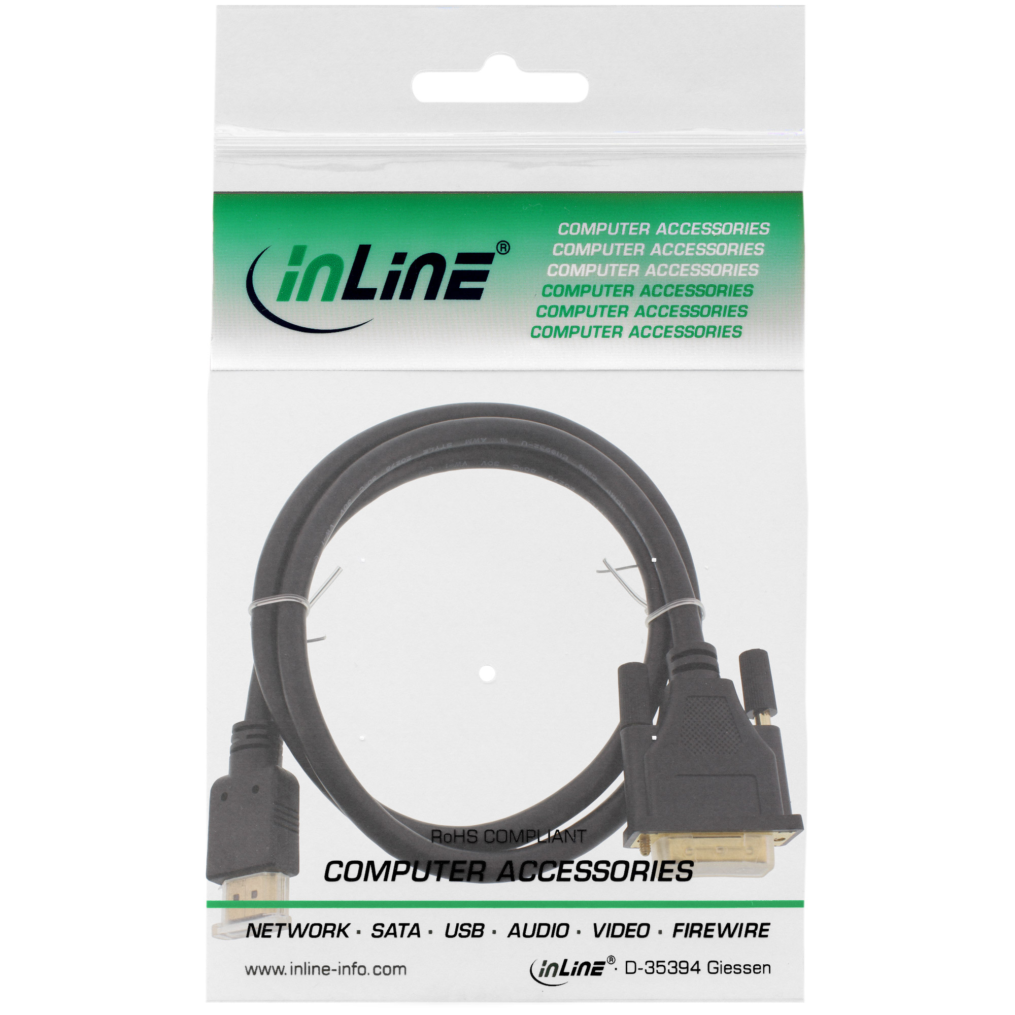 INLINE HDMI-DVI Kabel HDMI St auf DVI 18+1 St vergoldete Kontakte 3m INLINE HDMI-DVI Kabel HDMI St auf DVI 18+1 St vergoldete Kontakte 3m
