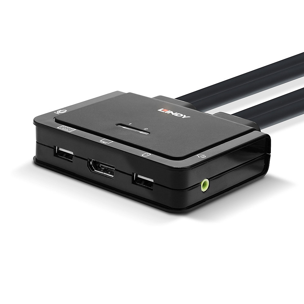 LINDY 2 Port DisplayPort 12 USB 20 Cable KVM Switch mit Audio