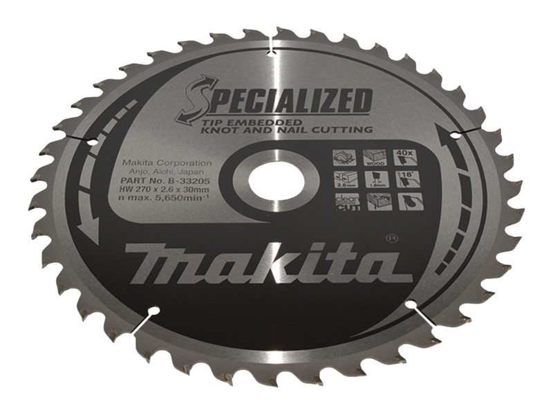 makita B-33205 SPECIALIZED KreissÃ¤geblatt 270,0 mm, 40 ZÃ¤hne