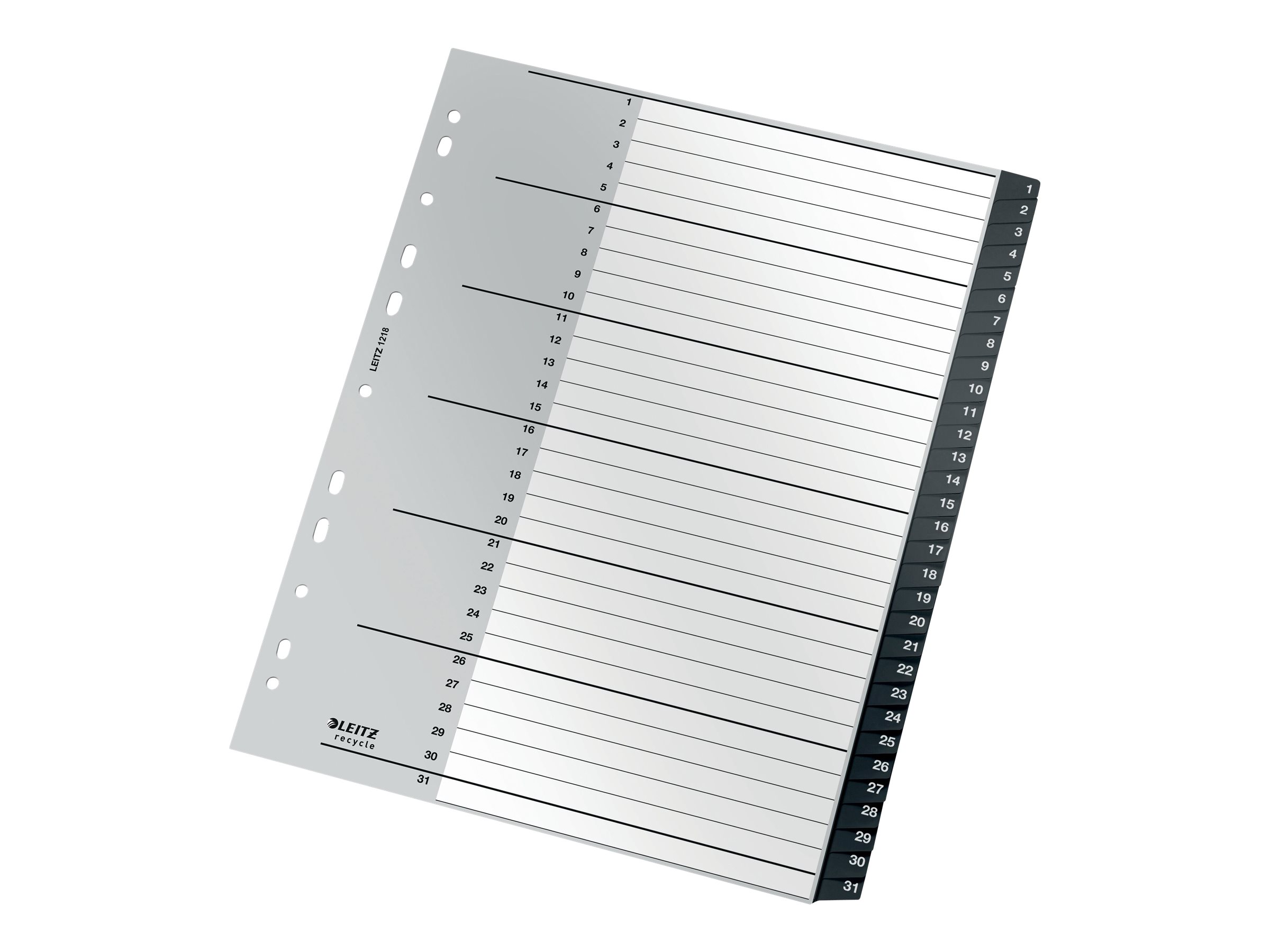 LEITZ Ordnerregister recycle 1218 Vollformat, ueberbreite 1-31 schwarz 31-teilig, 1 Satz LEITZ Ordnerregister recycle 1218 Vollformat, ueberbreite 1-31 schwarz 31-teilig, 1 Satz