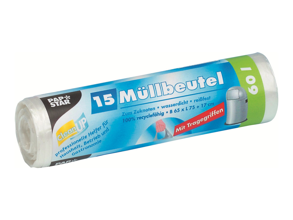 STARPAK MÃ¼llbeutel 60,0 l transparent 12,0 Âµm, 15 St.