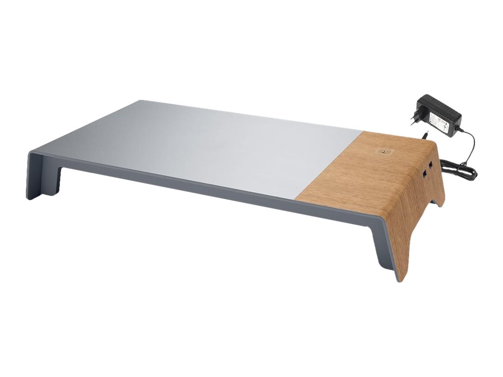 SIGEL Monitorstaender Smartstyle USB silber/holzfarben