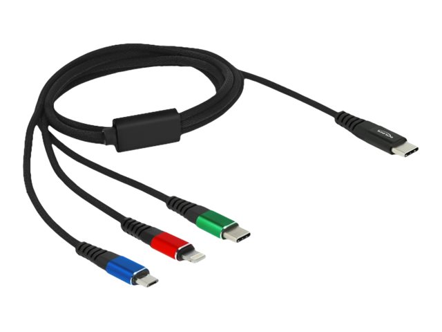 Delock USB Ladekabel 3 in 1 USB Type-C zu Lightning / Micro USB / USB Type-C Delock USB Ladekabel 3 in 1 USB Type-C zu Lightning / Micro USB / USB Type-C