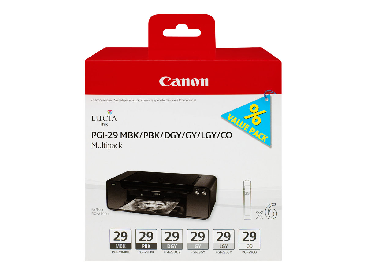 CANON PGI-29 Tinte schwarz und fünf Farben Standardkapazität Multipack CANON PGI-29 Tinte schwarz und fünf Farben Standardkapazität Multipack
