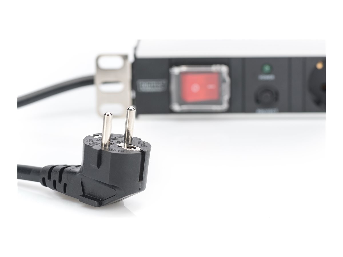 DIGITUS 48,3cm 19Zoll Steckdosenleiste 7fach mit Ueberlastschutz Aluprofil 16A 4000W schwarz