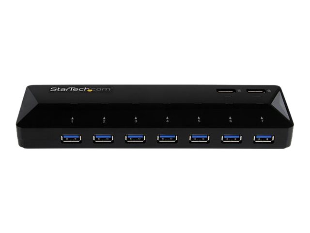 StarTech.com 7 Port USB 3.0 Hub plus dediziertem Ladeport - 2 x 2,4A Port - Desktop Hub und Schnellladestation - USB-Umschalter für die gemeinsame Nutzung von Peripheriegeräten - 7 Anschlüsse