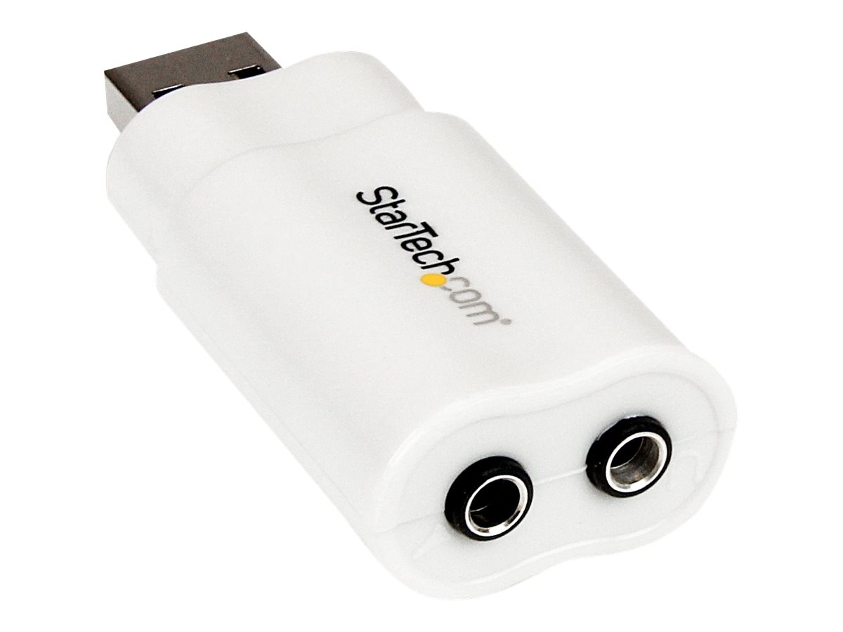 StarTech.com USB Audio Adapter - USB auf Soundkarte in weiß - Soundcard mit USB (Stecker) und 2x 3,5mm Klinke extern - Soundkarte