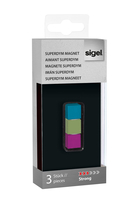 SIGEL C5 Strong Magnete farbsortiert, Metall 1,1 x 1,1 x 1,1 cm, 3 St.