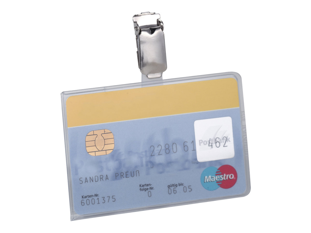 25 DURABLE Namensschilder mit Clip 9,0 x 5,4 cm
