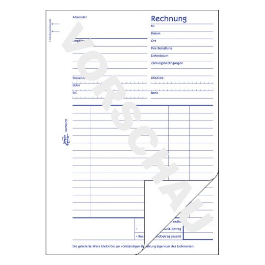 Avery Zweckform Rechnungsformular 704 50 Blatt