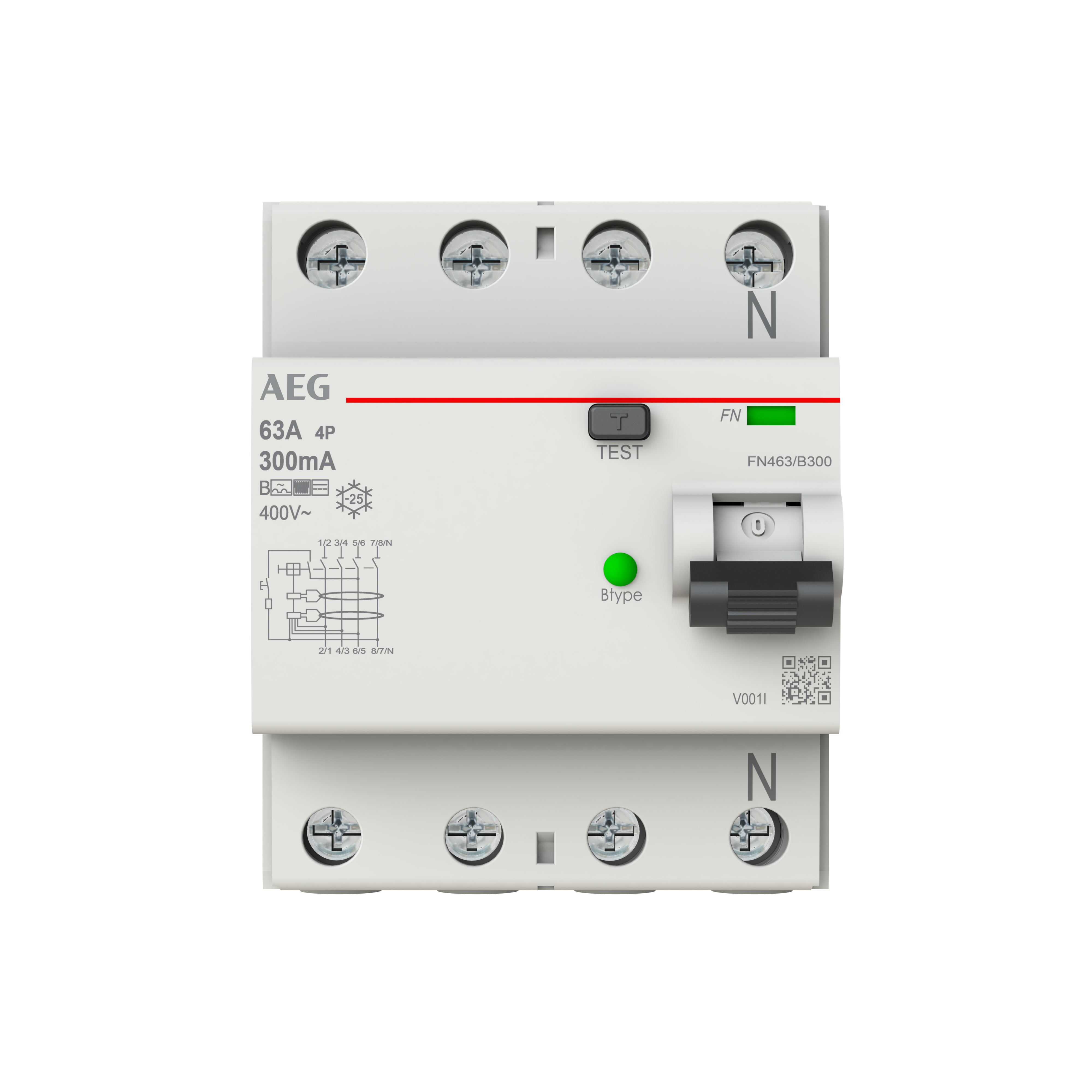 AEG BuschJägerFISchutzschalter FN463B300 4P Typ B 63A 300mA