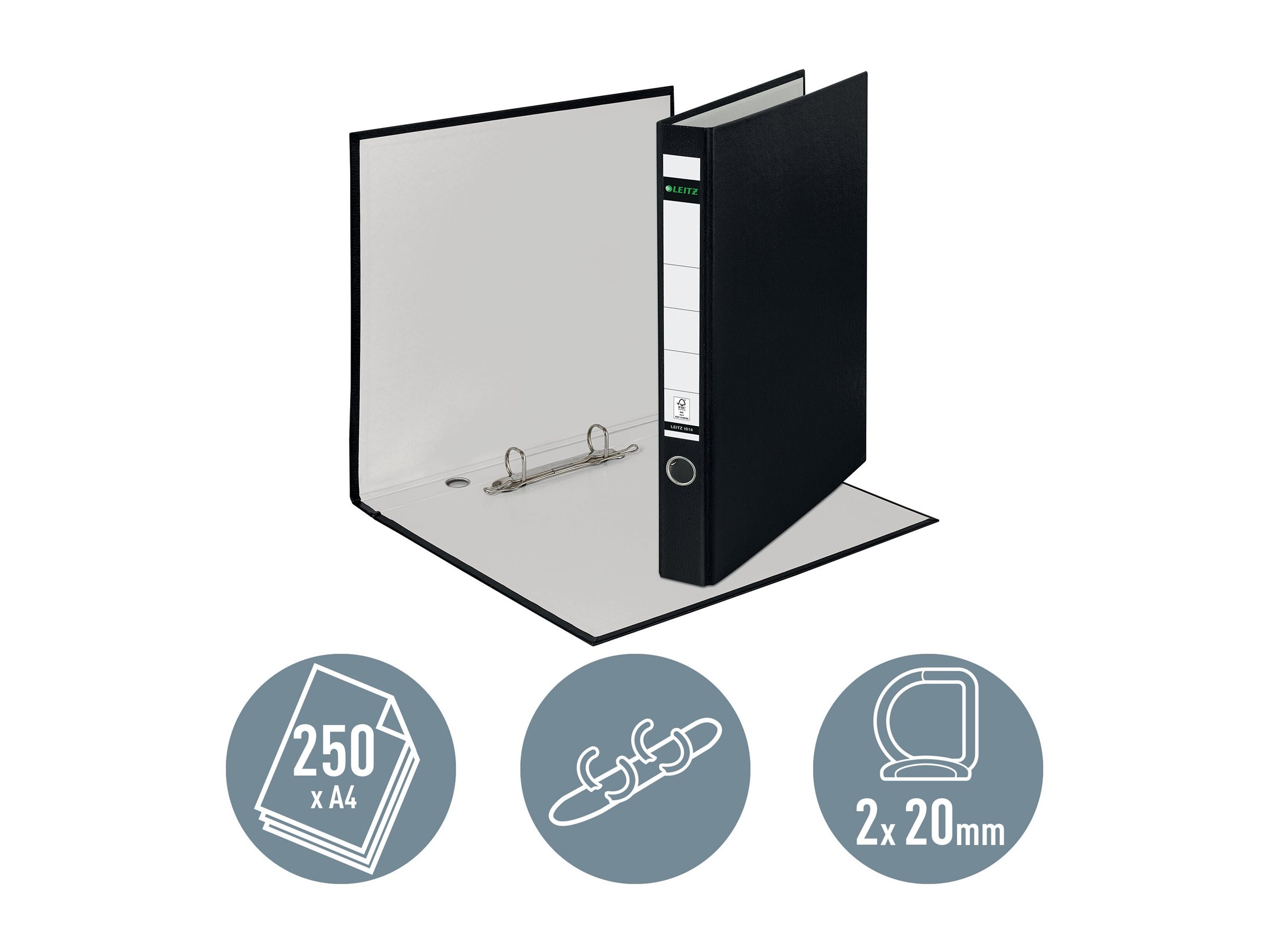 LEITZ 1014 Ringbuch 2-Ringe schwarz 3,5 cm DIN A4