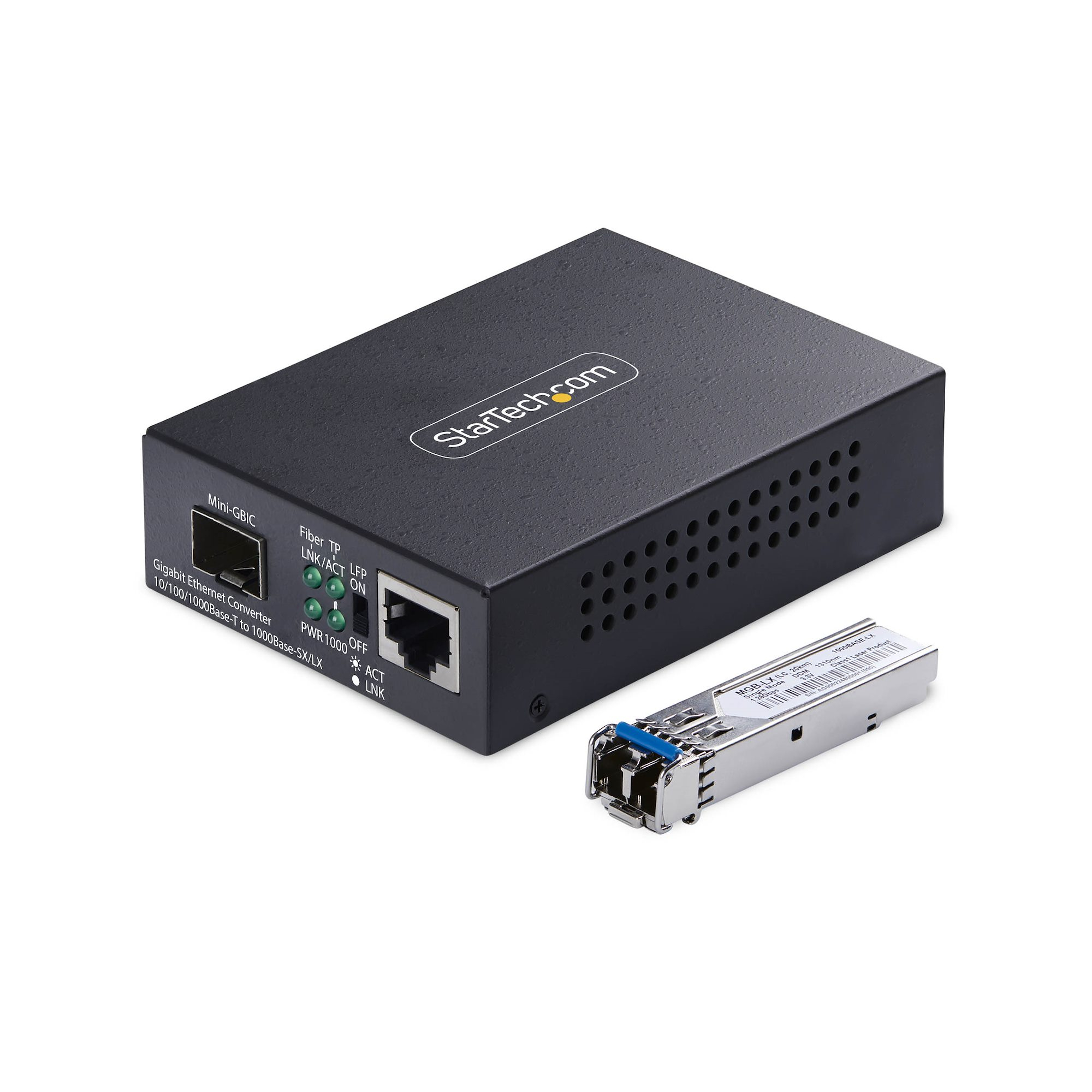 STARTECHCOM Gigabit Singlemode SM LC GlasfaserMedienkonverter 10 100 oder 1000Mbps 20 km RJ45 zu LC Vollmetallgehäuse TAA