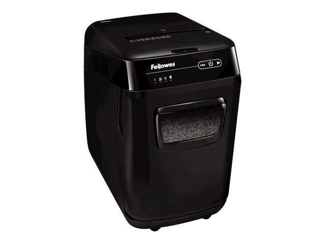 Fellowes AutoMax 200M Aktenvernichter mit Partikelschnitt P5, 2 x 14 mm, bis 200 Blatt, schwarz