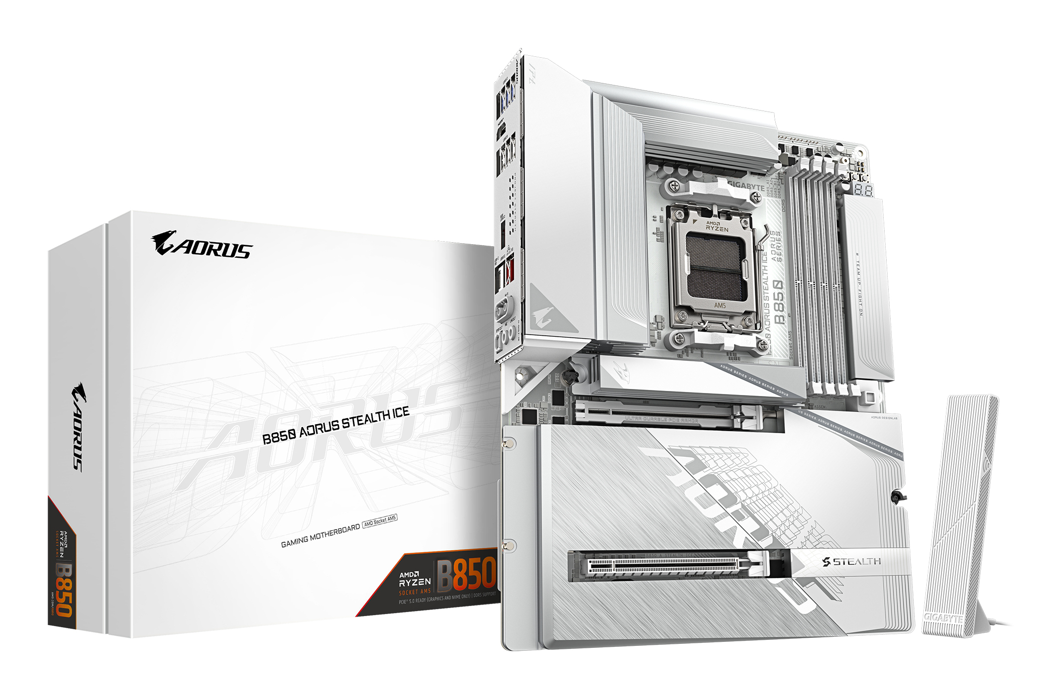 GIGABYTE B850 A STEALTH ICE AM5 MB 4xDDR5 2xSATA 3xM2