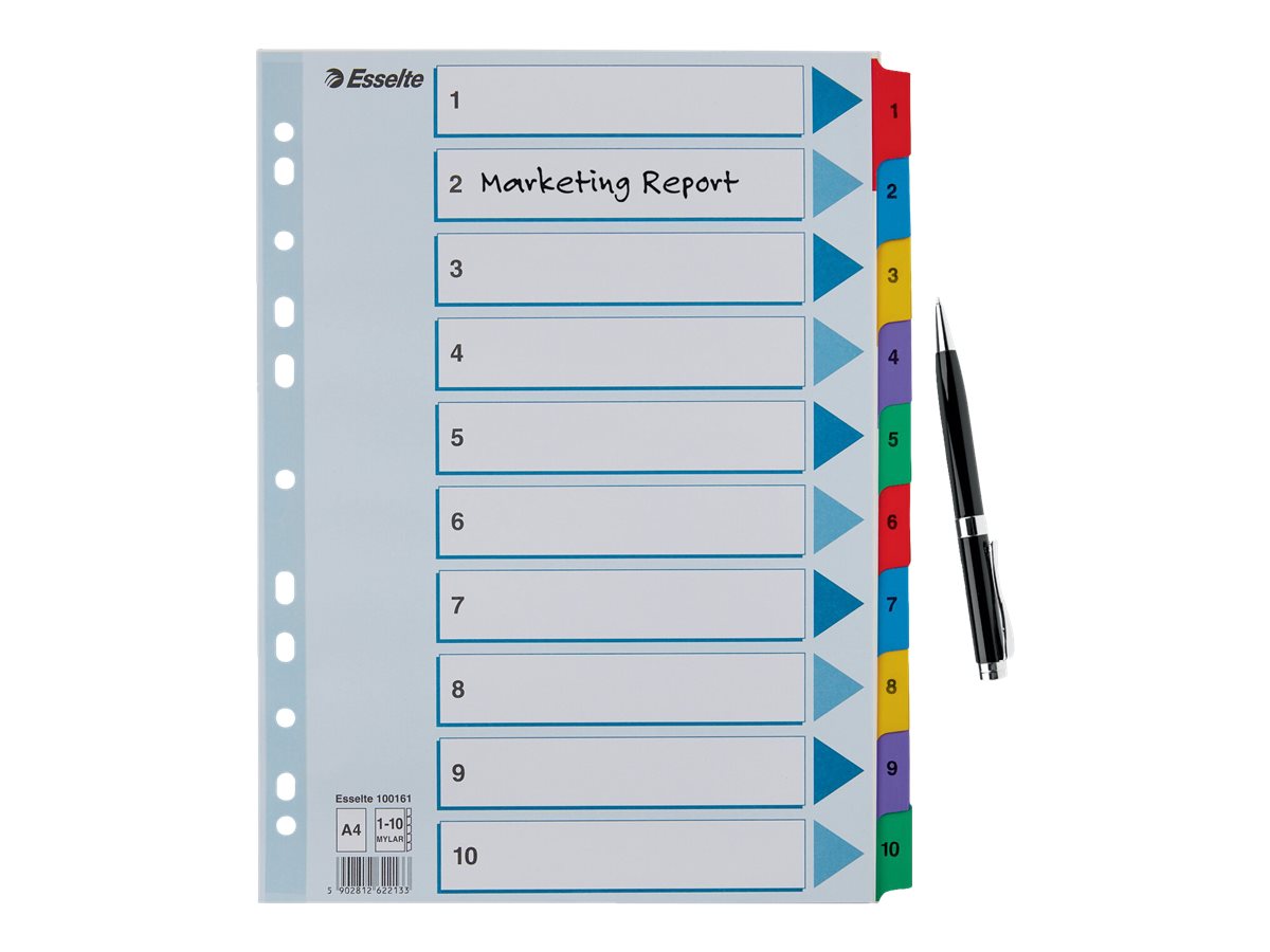 Esselte Ordnerregister DIN A4 Vollformat 110 farbig 10teilig, 1 Satz
