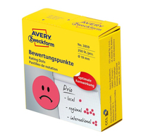 AVERY Zweckform Bewertungspunkte 3859 Gesicht, rot, 250 Etiketten