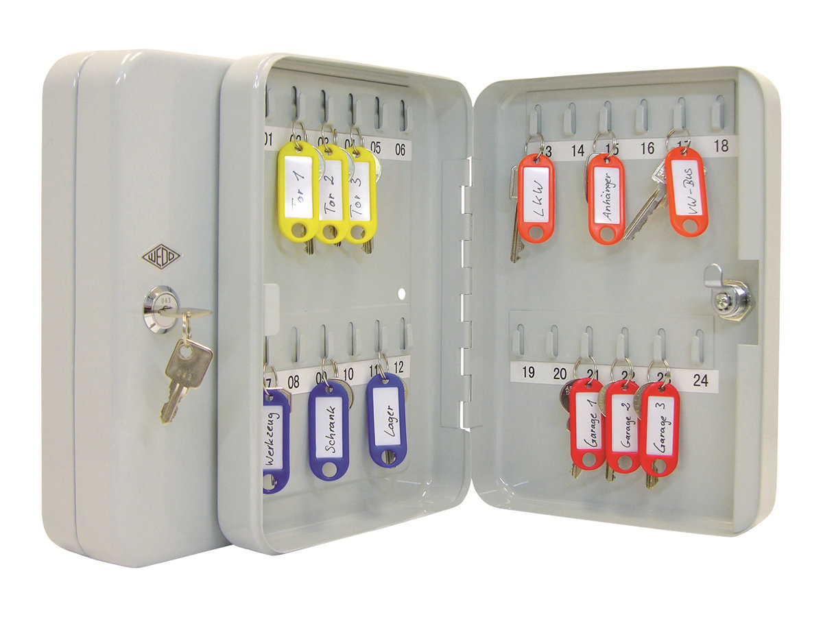 WEDO Schluesselkasten grau mit 24 Haken Sicherheitsschloss WEDO Schluesselkasten grau mit 24 Haken Sicherheitsschloss