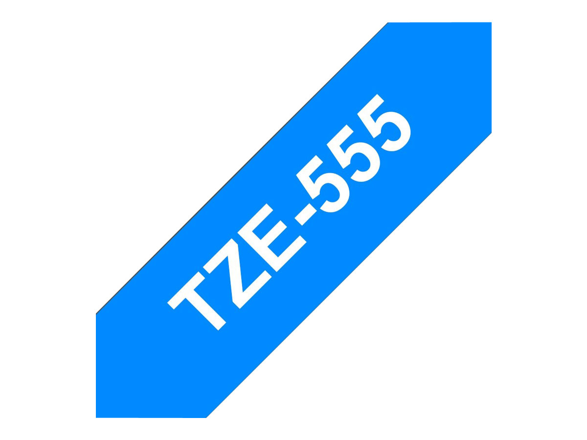 Brother TZe-555 - Weiß auf blau - Rolle (2,4 cm x 8 m)