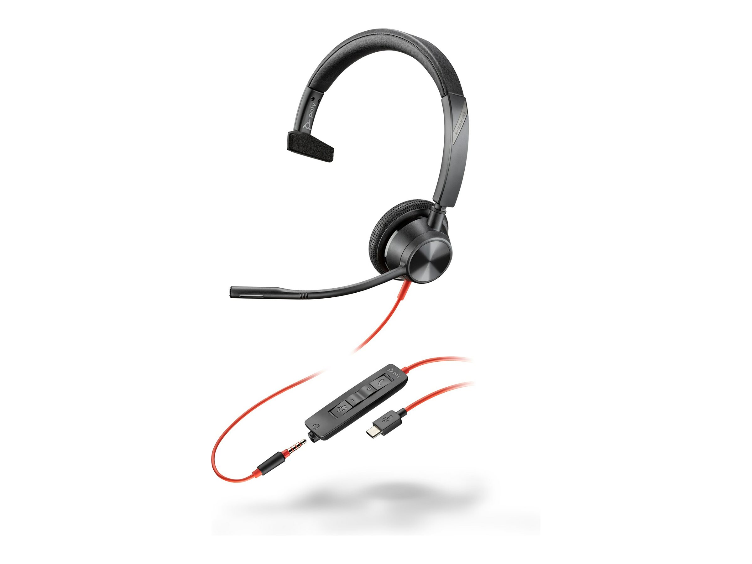HP Poly Blackwire 3315 Monaural USB-C Headset +3.5mm Plug +USB-C/A Adapter HP Poly Blackwire 3315 Monaural USB-C Headset +3.5mm Plug +USB-C/A Adapter