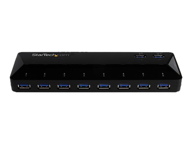 StarTech.com 10 Port USB 3.0 Hub mit Lade- und Sync Port - 2 x 1,5A Ports - Desktop Hub und Schnelllade Station - USB-Umschalter für die gemeinsame Nutzung von Peripheriegeräten - 10 Anschlüsse