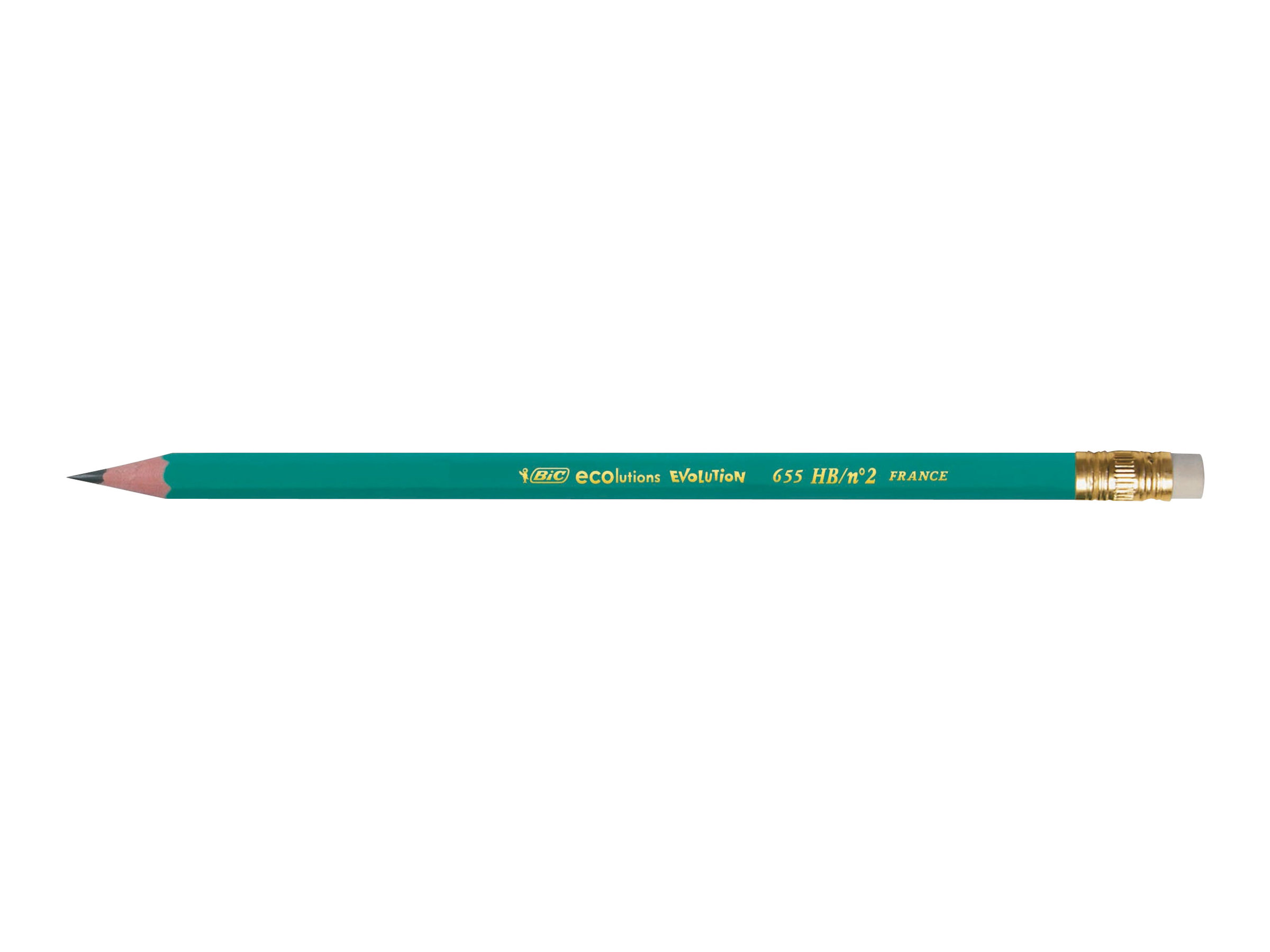 BIC ECOlutions EVOLUTION 655 Bleistifte HB grün mit Radierer, 12 St