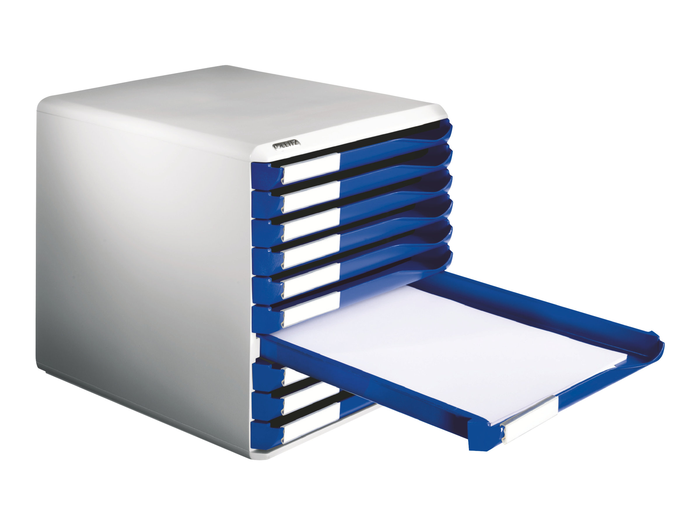 LEITZ Schubladenbox Formular-Set  blau 52810035, DIN A4 mit 10 Schubladen